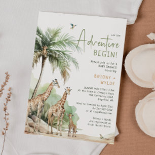 Jungle Safari Giraffe Adventure Baby Shower Invitation