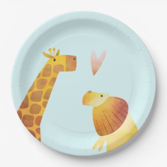 Jungle Safari Giraffe and Lion Paper Plates