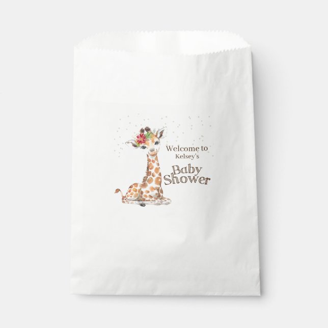 Jungle Safari Giraffe Baby Shower Favor Bag (Front)