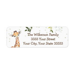 Jungle Safari Giraffe Baby Shower Label