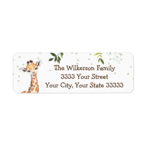 Jungle Safari Giraffe Baby Shower Label