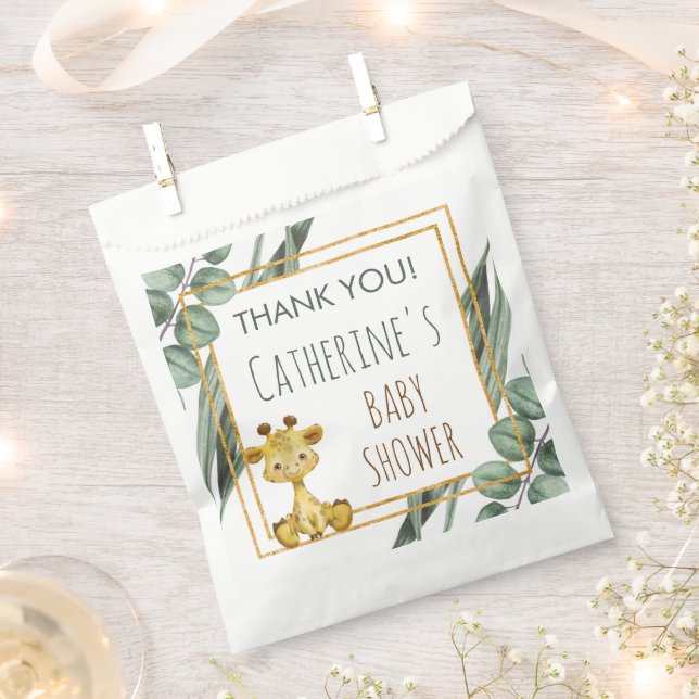 Jungle Safari Giraffe Baby Shower Thank You Favor Bag (Clipped)