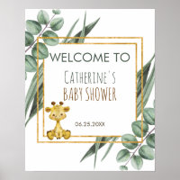 Jungle Safari Giraffe Baby Shower Welcome Poster
