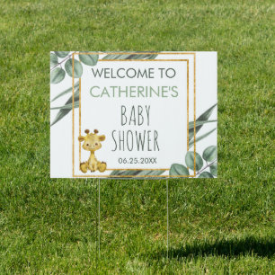Jungle Safari Giraffe Baby Shower Welcome Sign