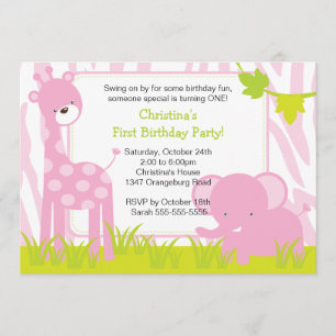 Jungle Safari Giraffe Birthday Party Invitation
