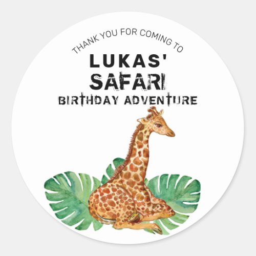 Jungle Safari Giraffe Birthday Thank You Classic Round Sticker
