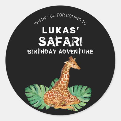 Jungle Safari Giraffe Birthday Thank You Classic Round Sticker