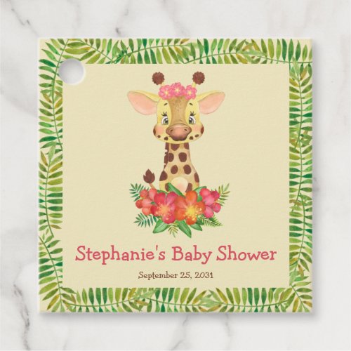 Jungle Safari Giraffe Personalized Baby Shower Favor Tags