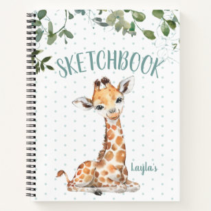 Jungle Safari Giraffe Personalized Sketchbook Notebook