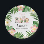 Jungle Safari Girl Baby Show Paper Plates<br><div class="desc">Girl Jungle Safari Baby Shower Paper Plates. Designed with watercolor cute baby jungle animals. Matching items in our store Cava Party Designs.</div>