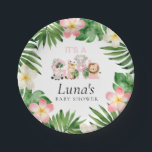 Jungle Safari Girl Baby Show Paper Plates<br><div class="desc">Girl Jungle Safari Baby Shower Paper Plates. Designed with watercolor cute baby jungle animals. Matching items in our store Cava Party Designs.</div>