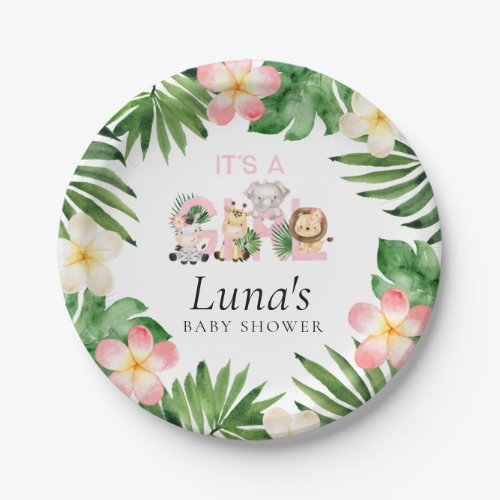 Jungle Safari Girl Baby Show Paper Plates