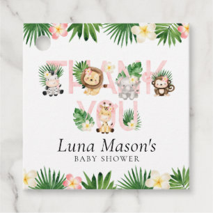 Jungle Safari Girl Baby Shower Favor Tags, Tags
