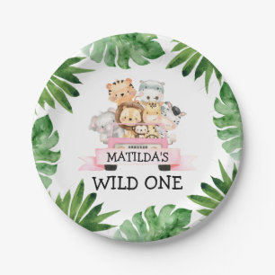 Jungle Safari Girl Wild One Birthday Paper Plate