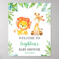 Jungle Safari Green Baby Shower Sprinkle Welcome Poster