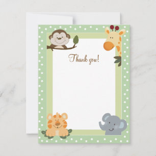 Jungle Safari Green Flat Thank you cards