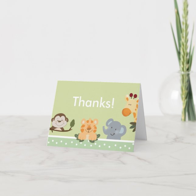 JUNGLE SAFARI GREEN  Folded Thank you note Card (Front)