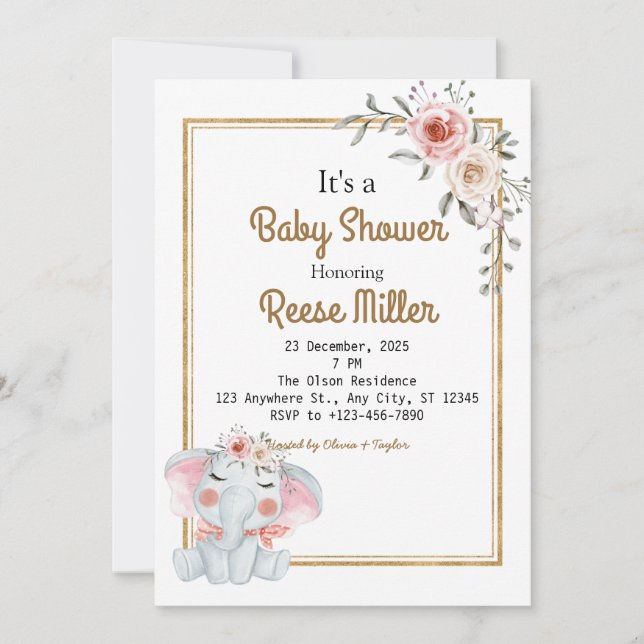 Jungle Safari Greenery Baby Shower Party Invitation (Front)