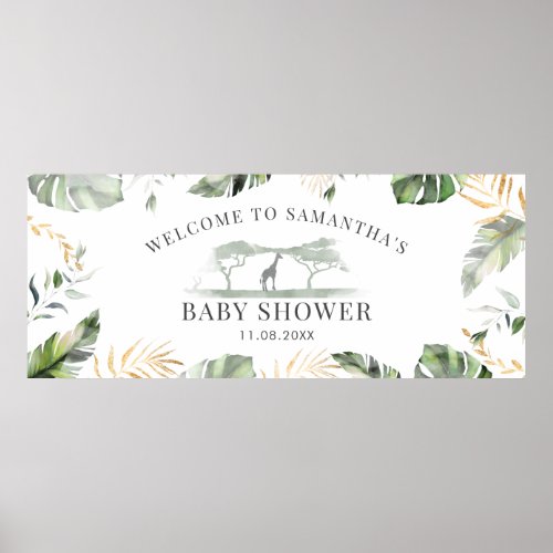 Jungle Safari Greenery Rustic Baby Shower Poster