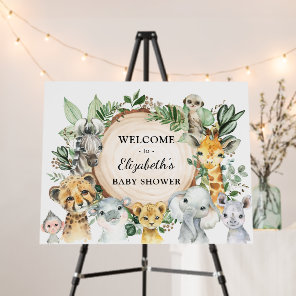 Jungle Safari Greenery Wild Baby Animals Welcome Foam Board