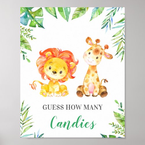 Jungle Safari Guess How Many Candies Baby Shower Poster