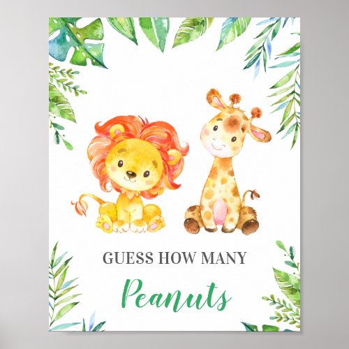 Jungle Safari Guess How Many Peanuts Baby Game Poster