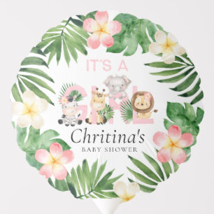 Jungle Safari It's a Girl Baby Shower Balloon