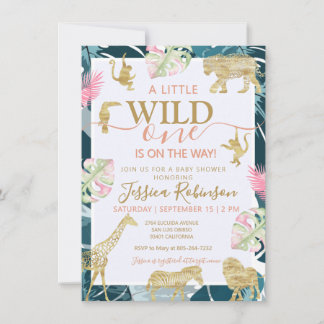 Jungle Safari It's A Girl Baby Shower  Invitation