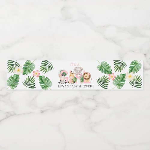 Jungle Safari Its a Girl Baby Shower Water Bottle Label