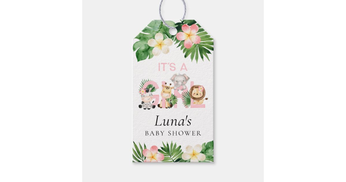 Jungle Safari It's a Girl Favor Tags | Zazzle