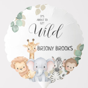 Jungle Safari "It's About To Get Wild" Baby Shower Balloon