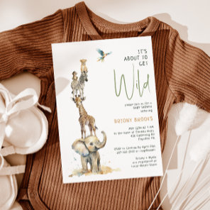 Jungle Safari "It's About To Get Wild" Baby Shower Invitation