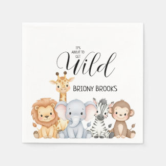 Jungle Safari "It's About To Get Wild" Baby Shower Napkins