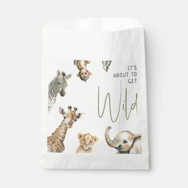 Jungle Safari It's about to wild Baby Shower Favor Bag (Front)