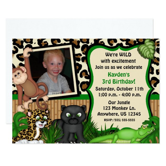 Jungle Safari Kids Birthday Invitation