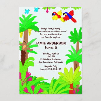 Jungle Safari Kid's Birthday Party Invitation by thepapershoppe at Zazzle