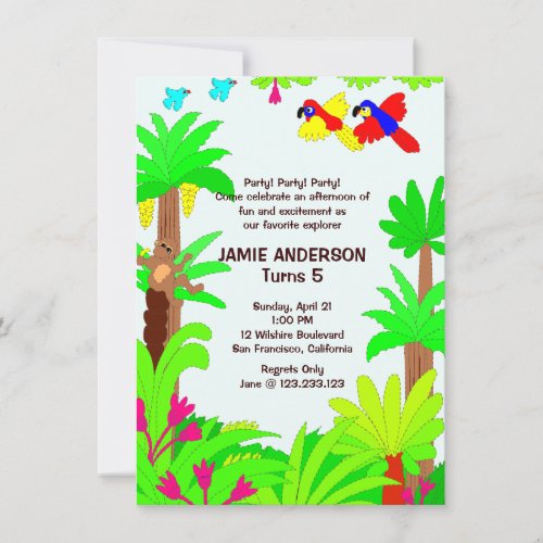 Jungle Safari Kid's Birthday Party Invitation