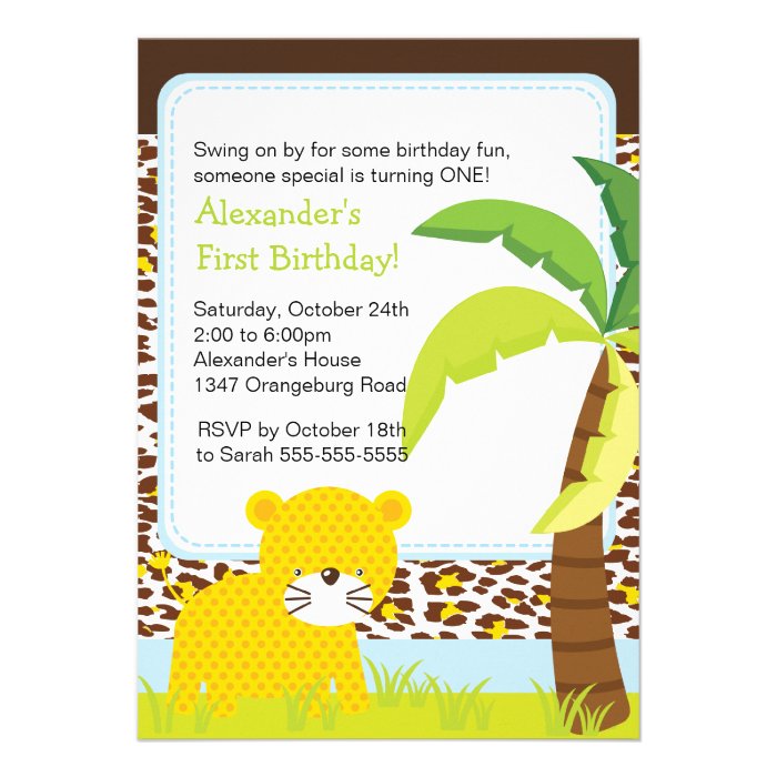 Jungle Safari Leopard Birthday Party Invitation