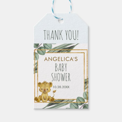 Jungle Safari Lion Baby Shower Thank You Gift Tags