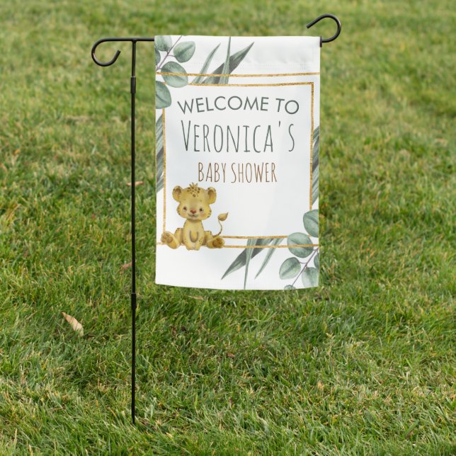 Jungle Safari Lion Baby Shower Welcome Garden Flag (In SItu)