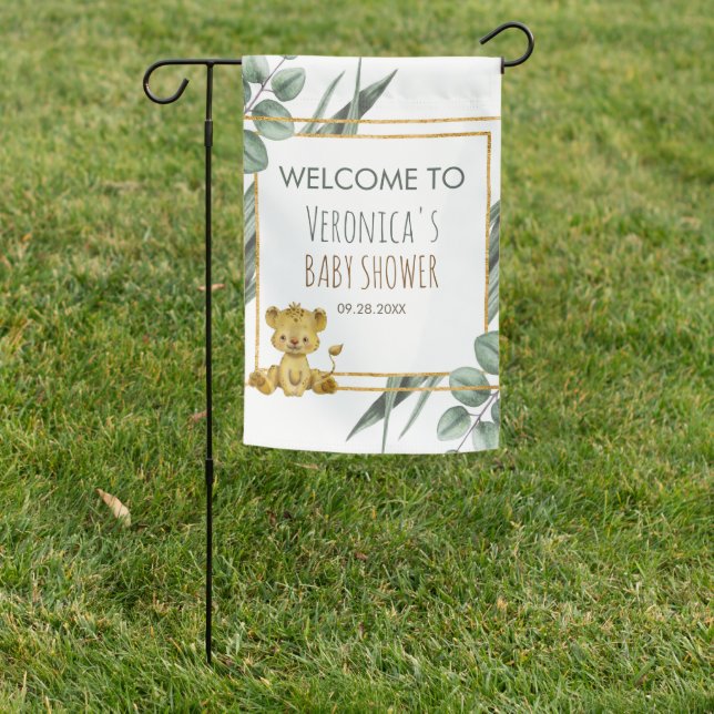 Jungle Safari Lion Baby Shower Welcome Garden Flag (In SItu)