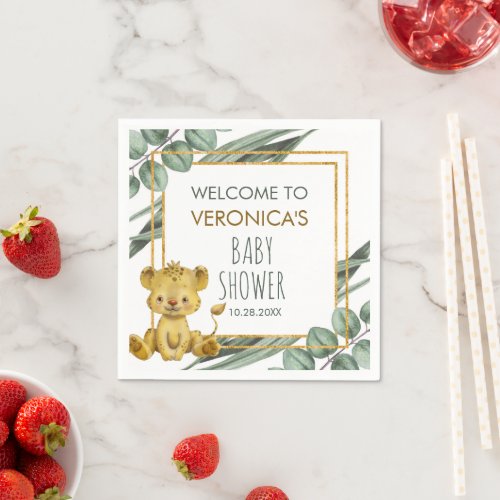 Jungle Safari Lion Baby Shower Welcome Napkins