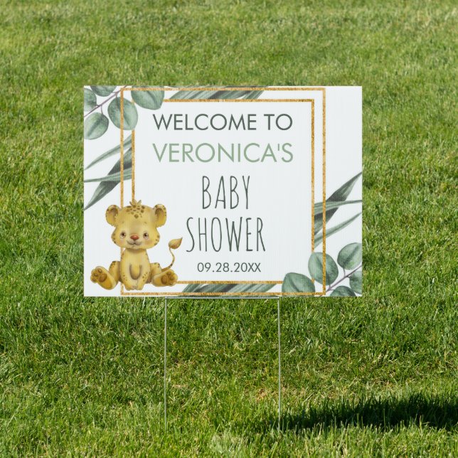 Jungle Safari Lion Baby Shower Welcome Sign (Insitu)