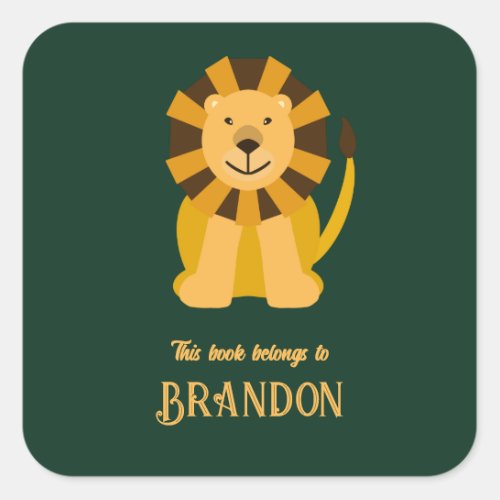 Jungle Safari Lion Bookplate Label Book Sticker