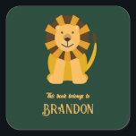 Jungle Safari Lion Bookplate Label, Book Sticker<br><div class="desc">Child bookplate label stickers featuring an adorable lion. You may customize all the text.</div>