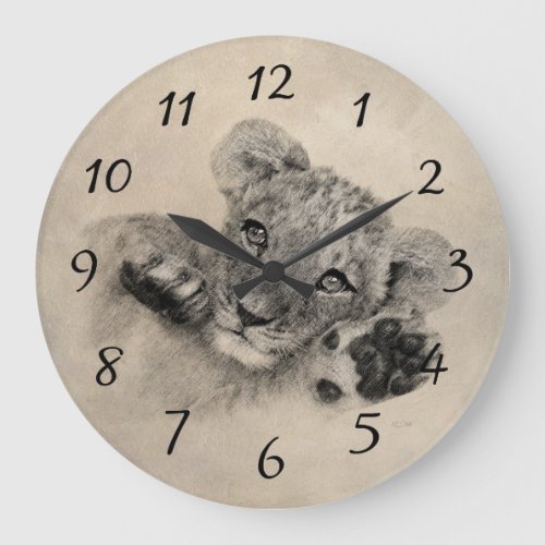 Jungle Safari Lion Cub Nursery Large Clock