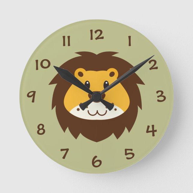 Jungle Safari Lion Kids Nursery Wall Clock (Front)