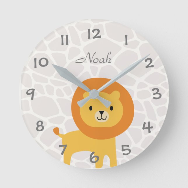 Jungle Safari Lion Kids/Nursery Wall Clock (Front)