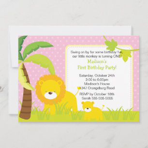 Jungle Safari Lions Birthday Party Invitation