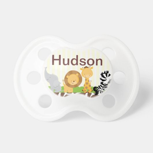 Jungle Safari Pacifier Personalized with Baby Name (Front)
